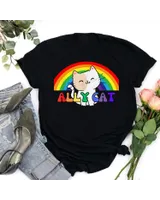 Lgbtq Ally Cat Gay Rainbow Pride Month - Queer Funny Cute T-Shirt Unisex Standard T-Shirt black s